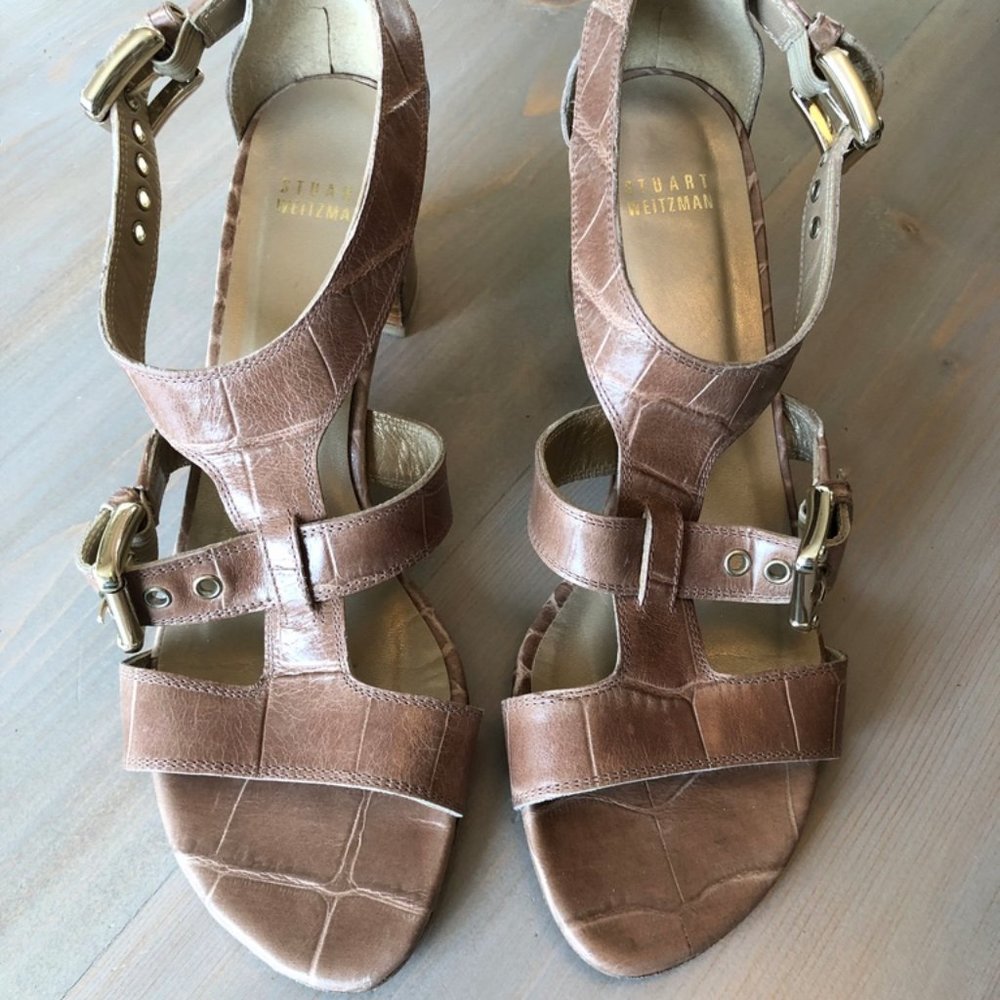 Stuart Weitzman Rimactivity Croco Leather Sandal